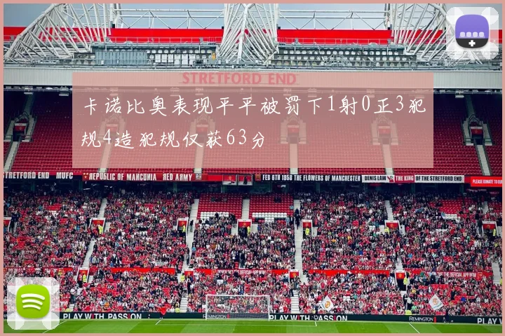 卡诺比奥表现平平被罚下1射0正3犯规4造犯规仅获63分
